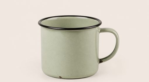 An enamel camp mug