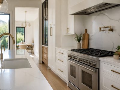 Kitchen with quartz counters