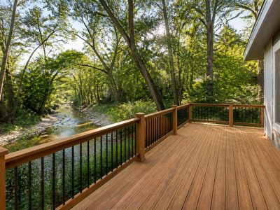 Backyard deck over the creek